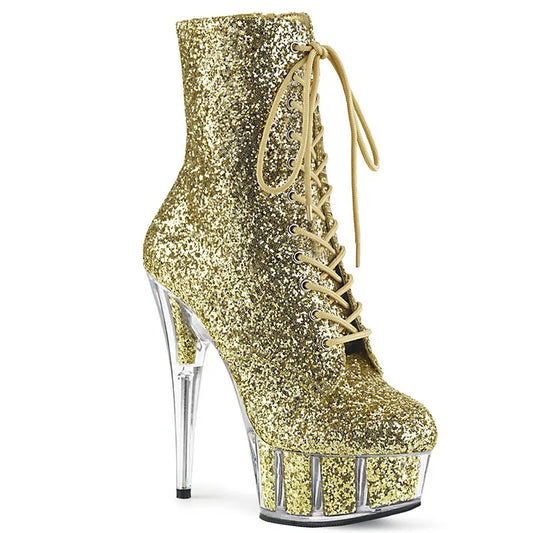 6inch High Heels Ankle Boots tacos to dance bling Lace Up 15cm Platform Pole Dance Cross dressing Exotic shoes Stripper Silver