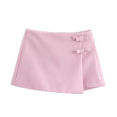 MUJER 2025 Pink White Mini Skirt Woman Fashion Bow Skort For Women