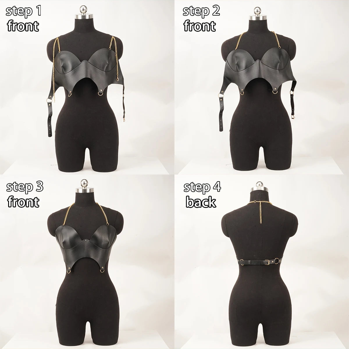 Punk Pu Leather Corset Top Black Corset Fashion Corset Women Bustier