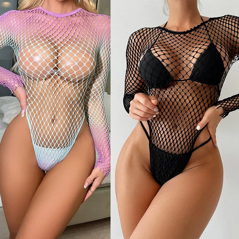 Alluring Fishnet Lace Bodysuit For Sissy Lingerie