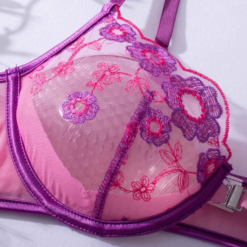 Sexy Transparent Three-Piece Underwear Set with Front Detachable-8