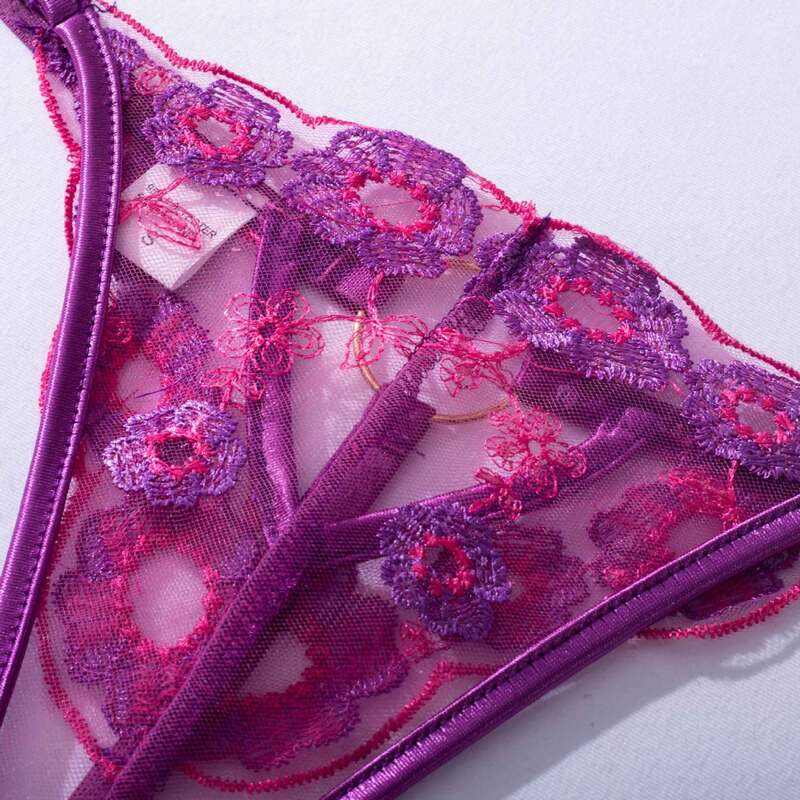 Sexy Transparent Three-Piece Underwear Set with Front Detachable-10