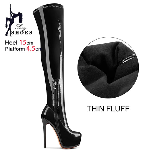 Thigh High Platform Boots – 15cm High Heel Over Knee Boots