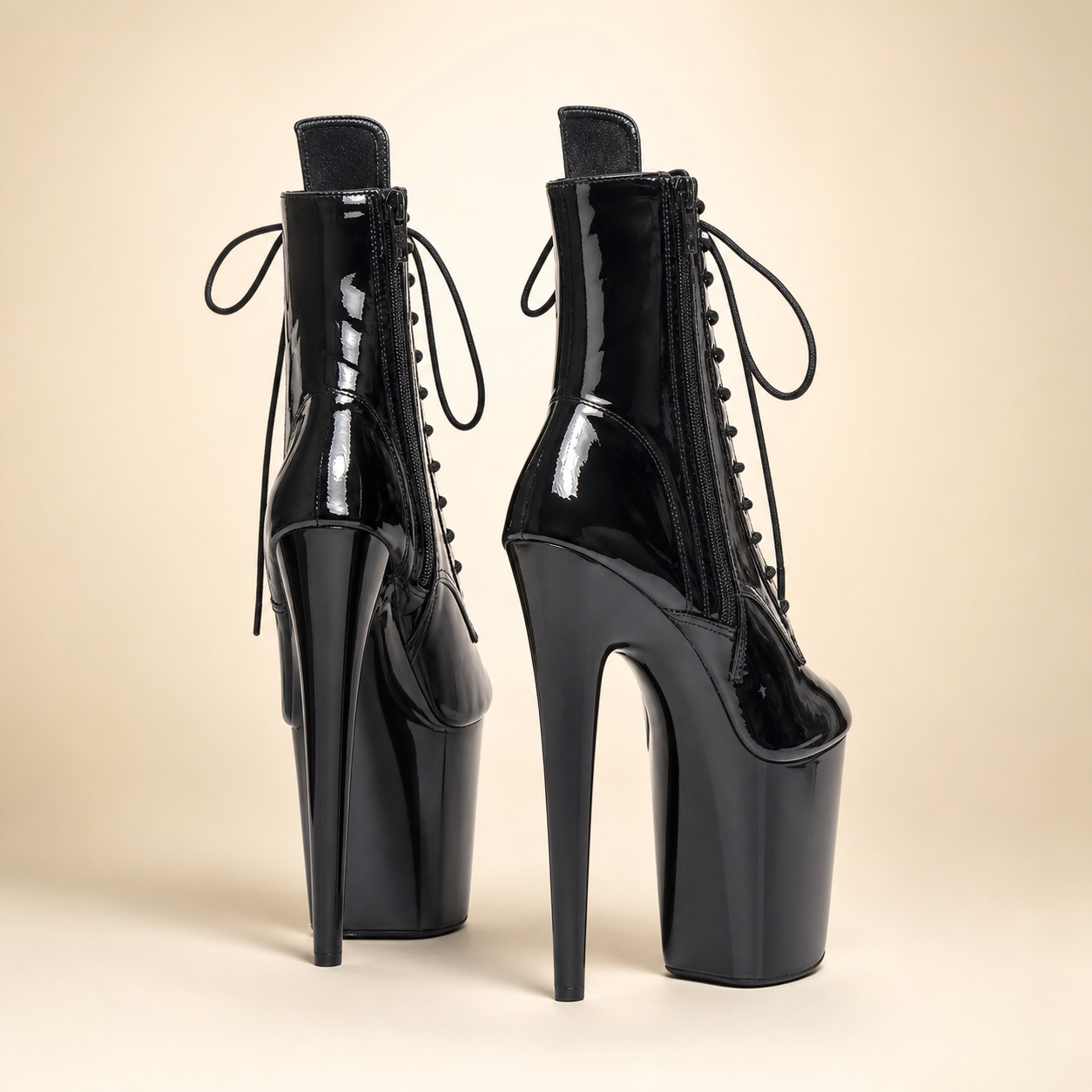 Black Platform Stiletto Ankle Boots – 20cm
