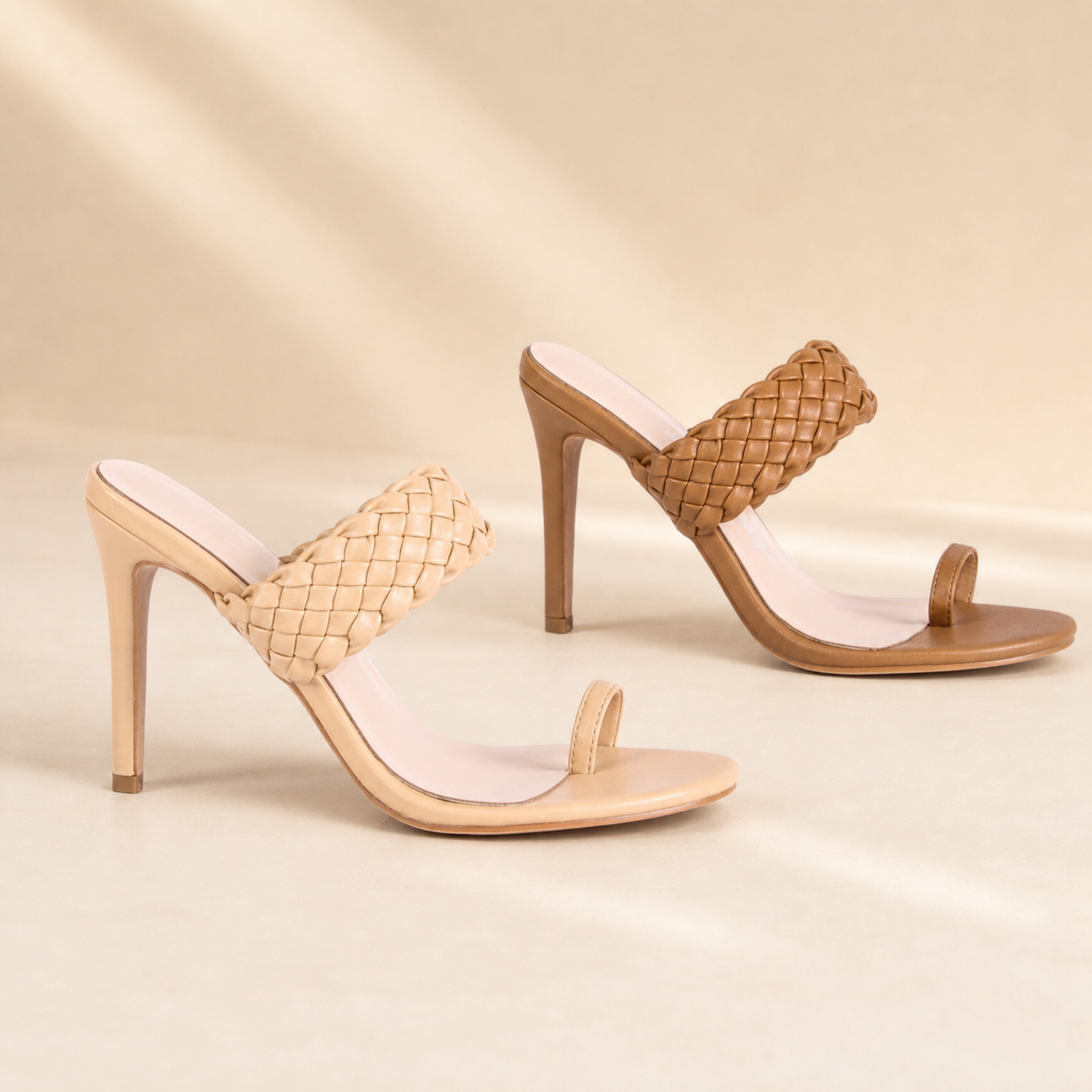 Braided Toe-Ring Stiletto Mules