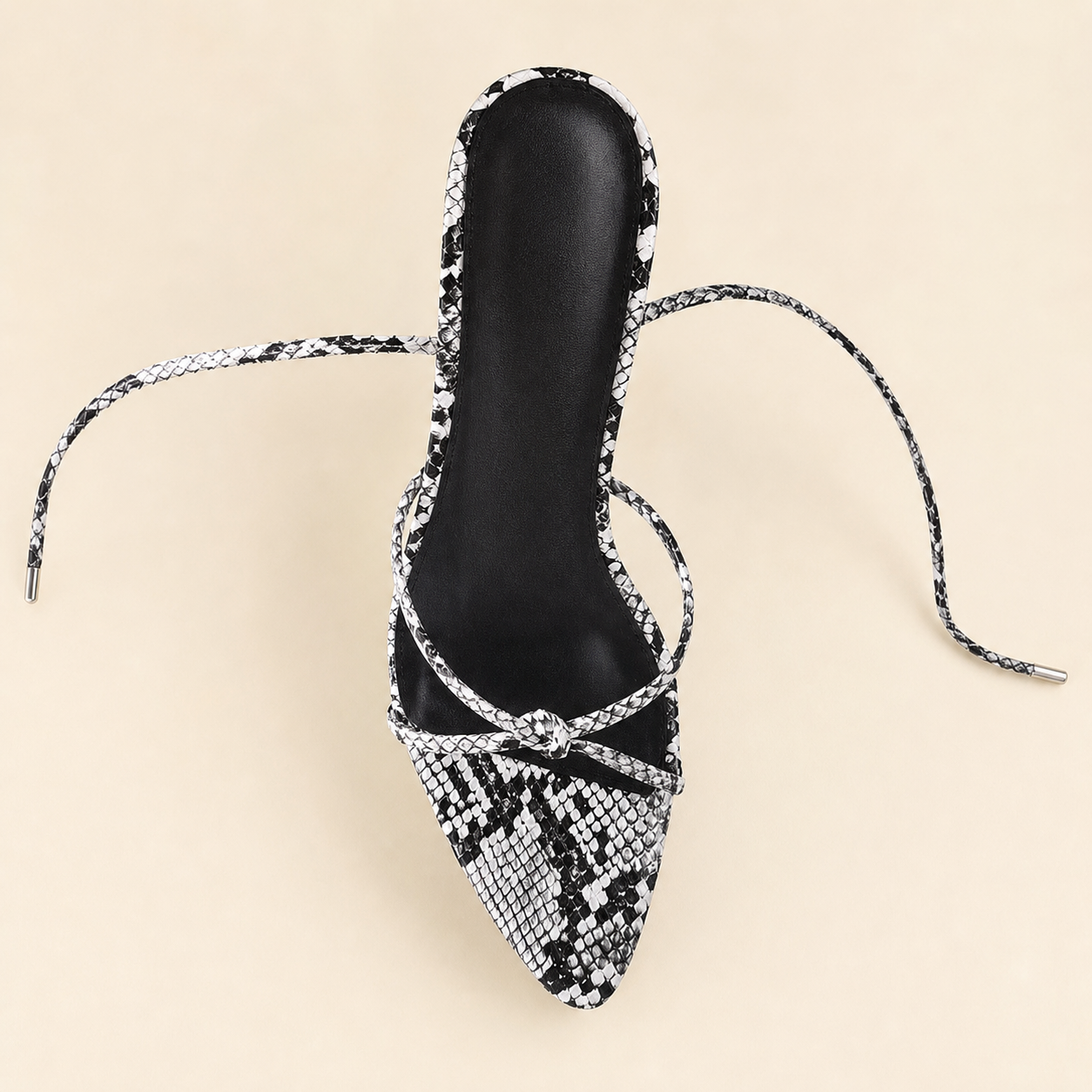 Snakeskin & Latte Lace-Up Platform Stilettos