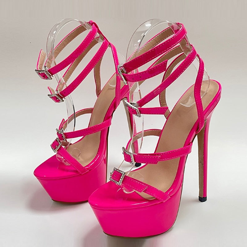 Liyke Runway Style Sexy High Heels Platform Sandals For Women Fashion