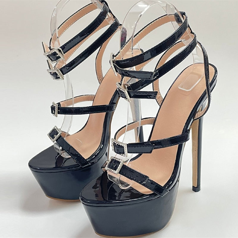 Liyke Runway Style Sexy High Heels Platform Sandals For Women Fashion