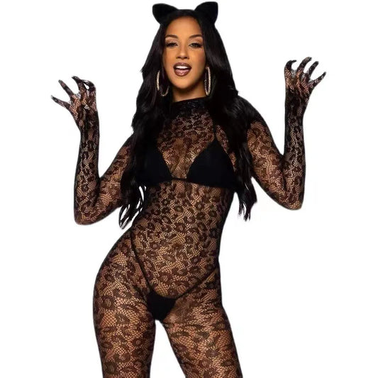 Women's Black Bodystocking Lingerie Set