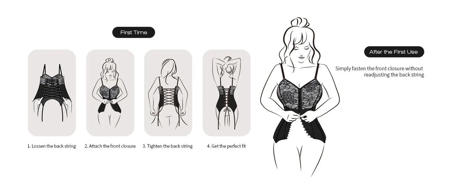 Women's Sexy Lace Lingerie Set with Garter Belt Bodysuit Teddy and Panty