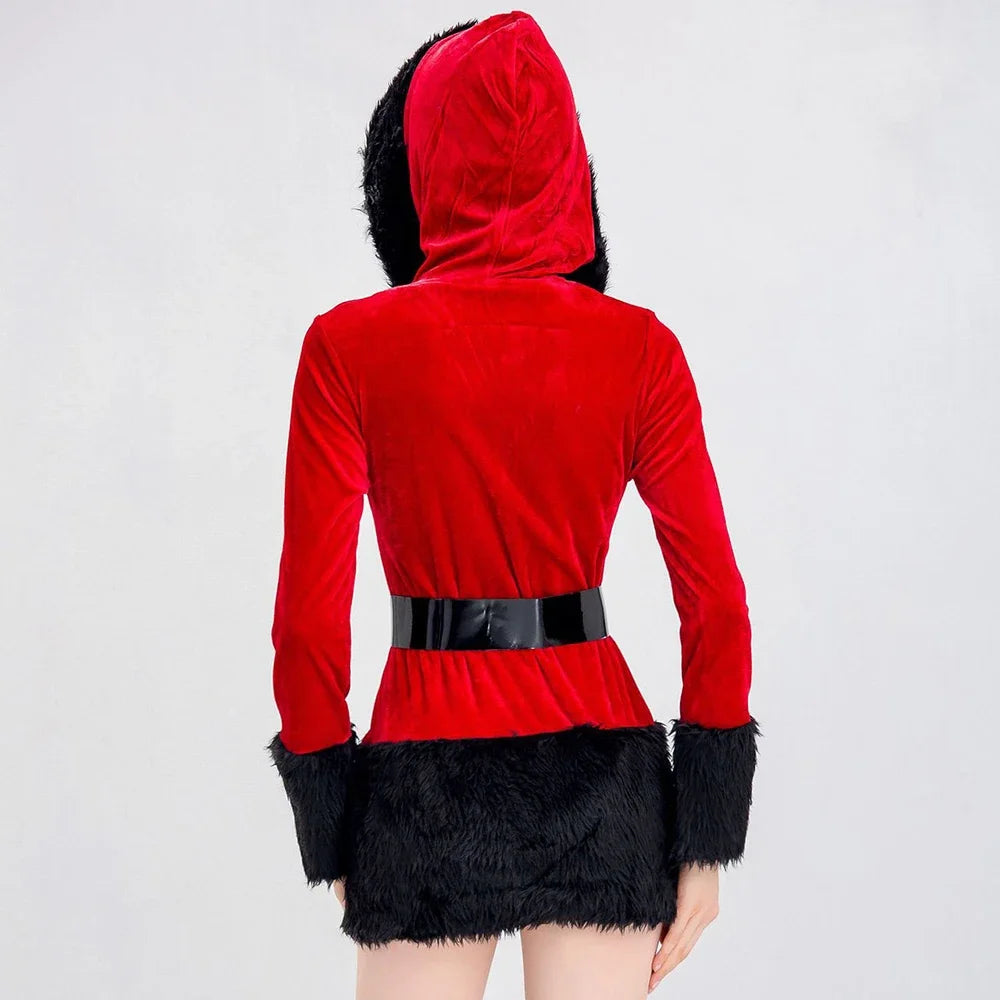 [You're My Secret] Cute Christmas Red Sweet Plush Sexy Women's Dress