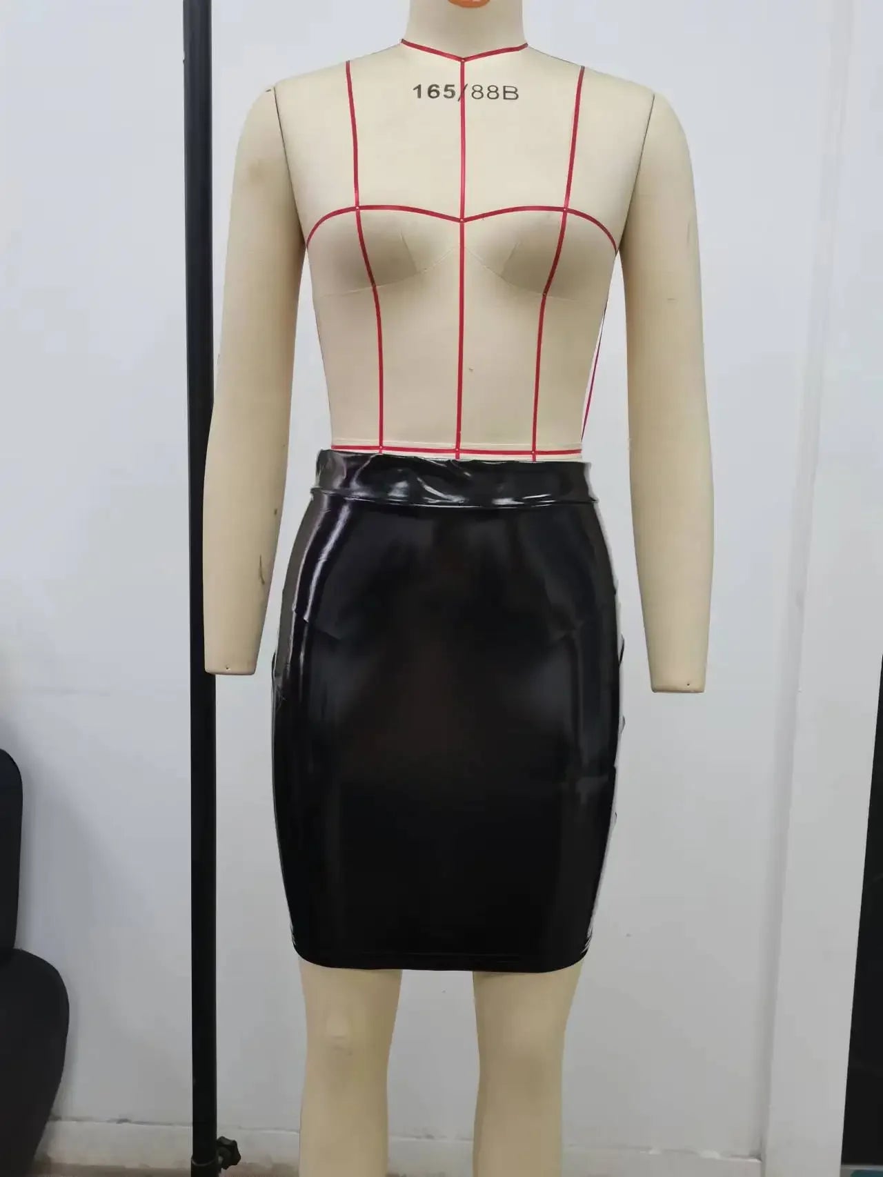 Latex Leather Mini Skirt Lady Office PVC Skinny Pencil Skirts Sexy High Waist Skirts Short Women Bodycon Clubwear Custom