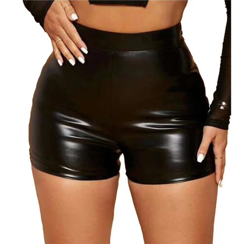 Women Wet Look Booty Shorts Patent Leather High Waist Mini Short Party
