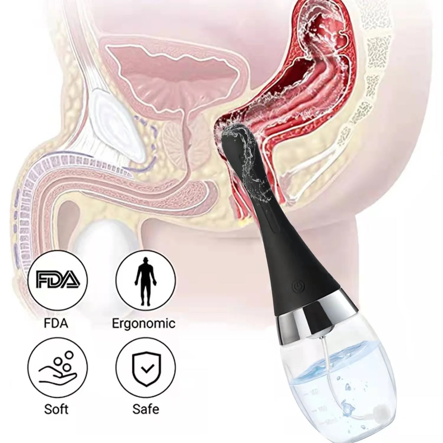 Anal Cleaner Silicone Health Automatic Enema Sex Colon Vaginal Tool Anal Plug Butt Douche Shower Cleaning Enemator for Men Women