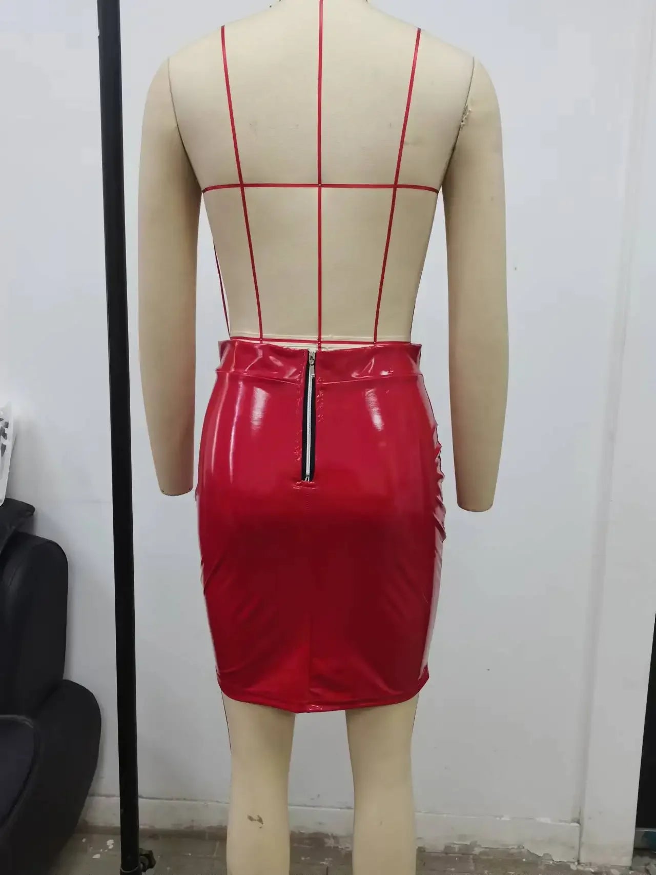Latex Leather Mini Skirt Lady Office PVC Skinny Pencil Skirts Sexy High Waist Skirts Short Women Bodycon Clubwear Custom
