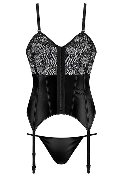 Women's Sexy Lace Lingerie Set with Garter Belt Bodysuit Teddy and Panty