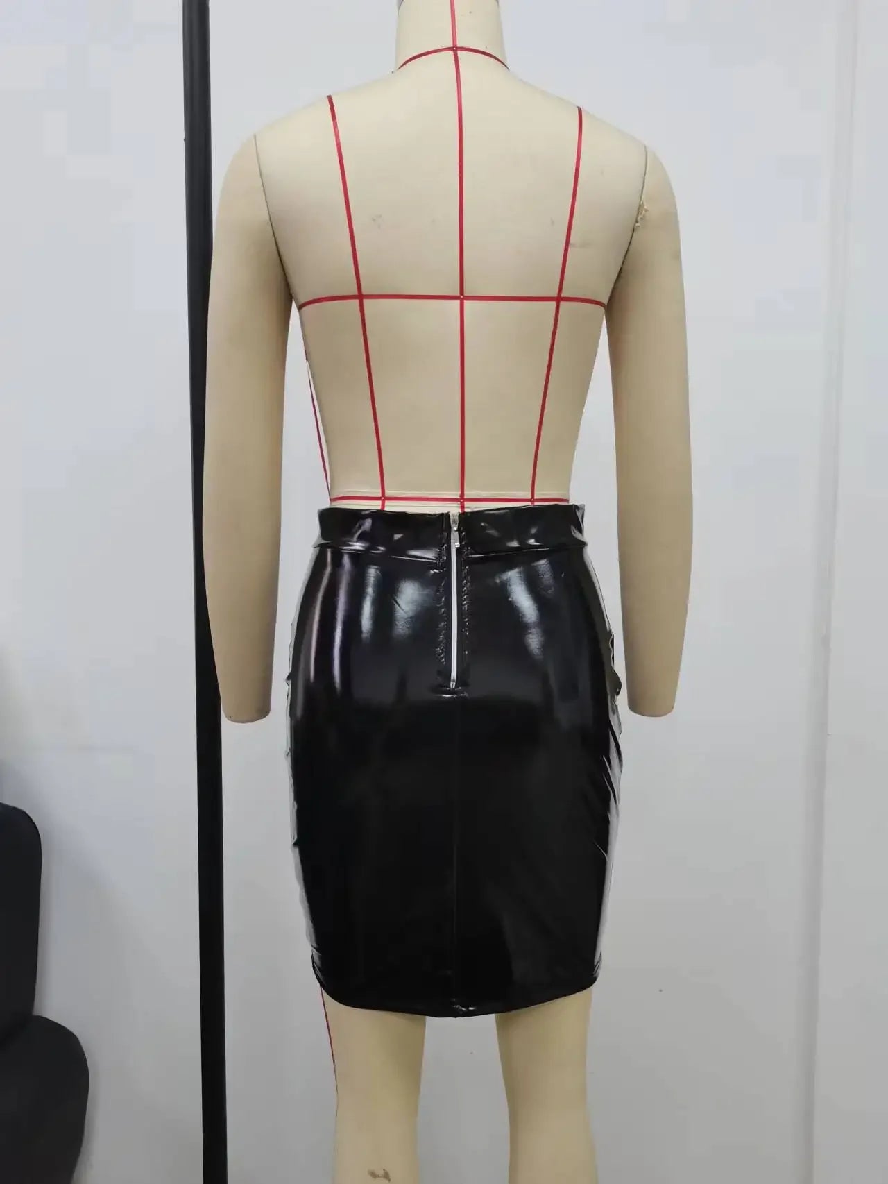 Latex Leather Mini Skirt Lady Office PVC Skinny Pencil Skirts Sexy High Waist Skirts Short Women Bodycon Clubwear Custom