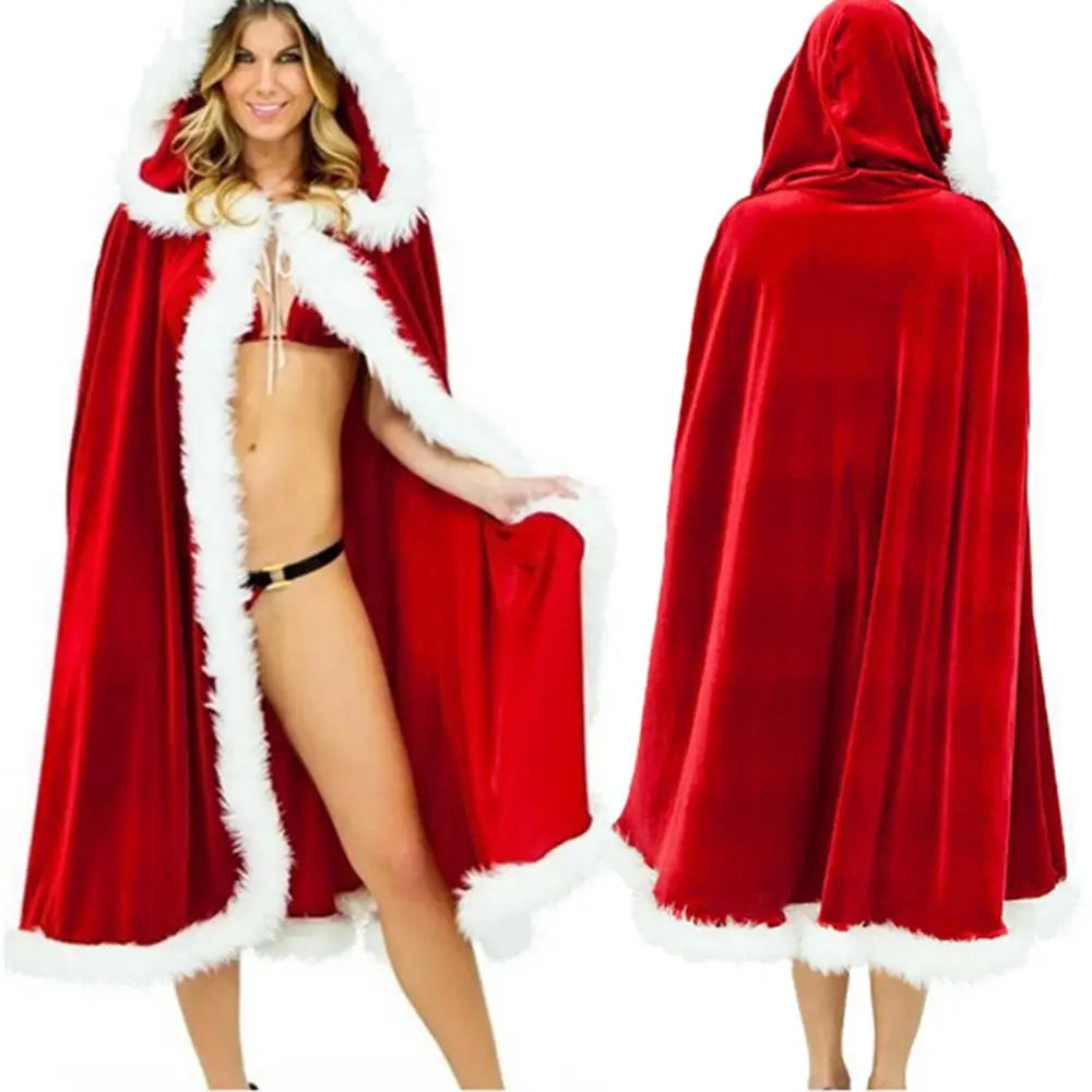 Lady's Carnival Party Hooded Winter Christmas Cosplay Costumes Santa