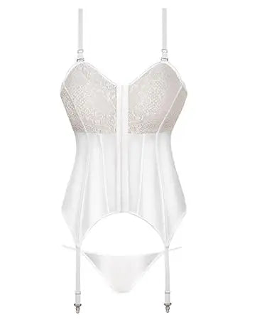 Women's Sexy Lace Lingerie Set with Garter Belt Bodysuit Teddy and Panty