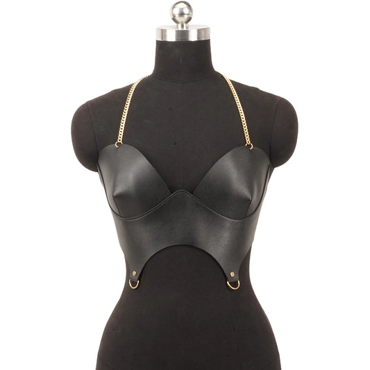 Punk Pu Leather Corset Top Black Corset Fashion Corset Women Bustier