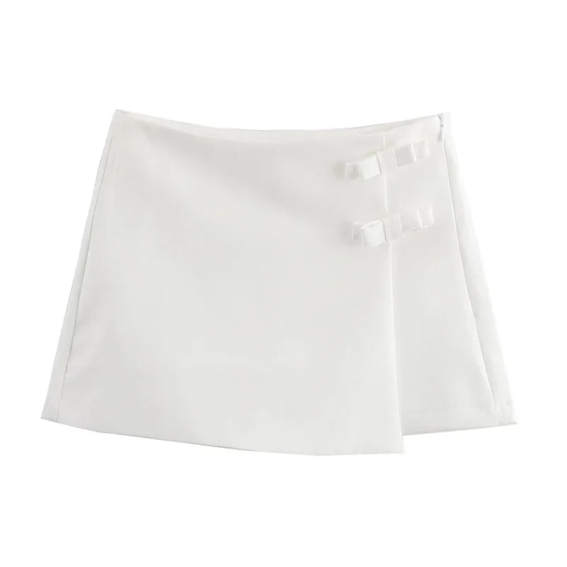 MUJER 2025 Pink White Mini Skirt Woman Fashion Bow Skort For Women