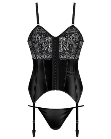 Women's Sexy Lace Lingerie Set with Garter Belt Bodysuit Teddy and Panty