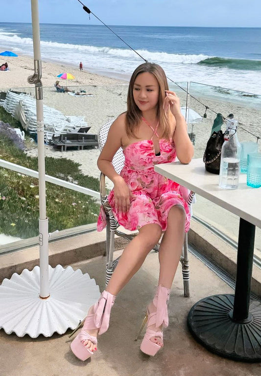 Bauble High Heeled Lace Up Sandals.