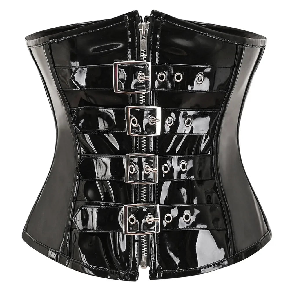 Fashion Steampunk Corset Top Gothic Womens Slimming Underbust PVC