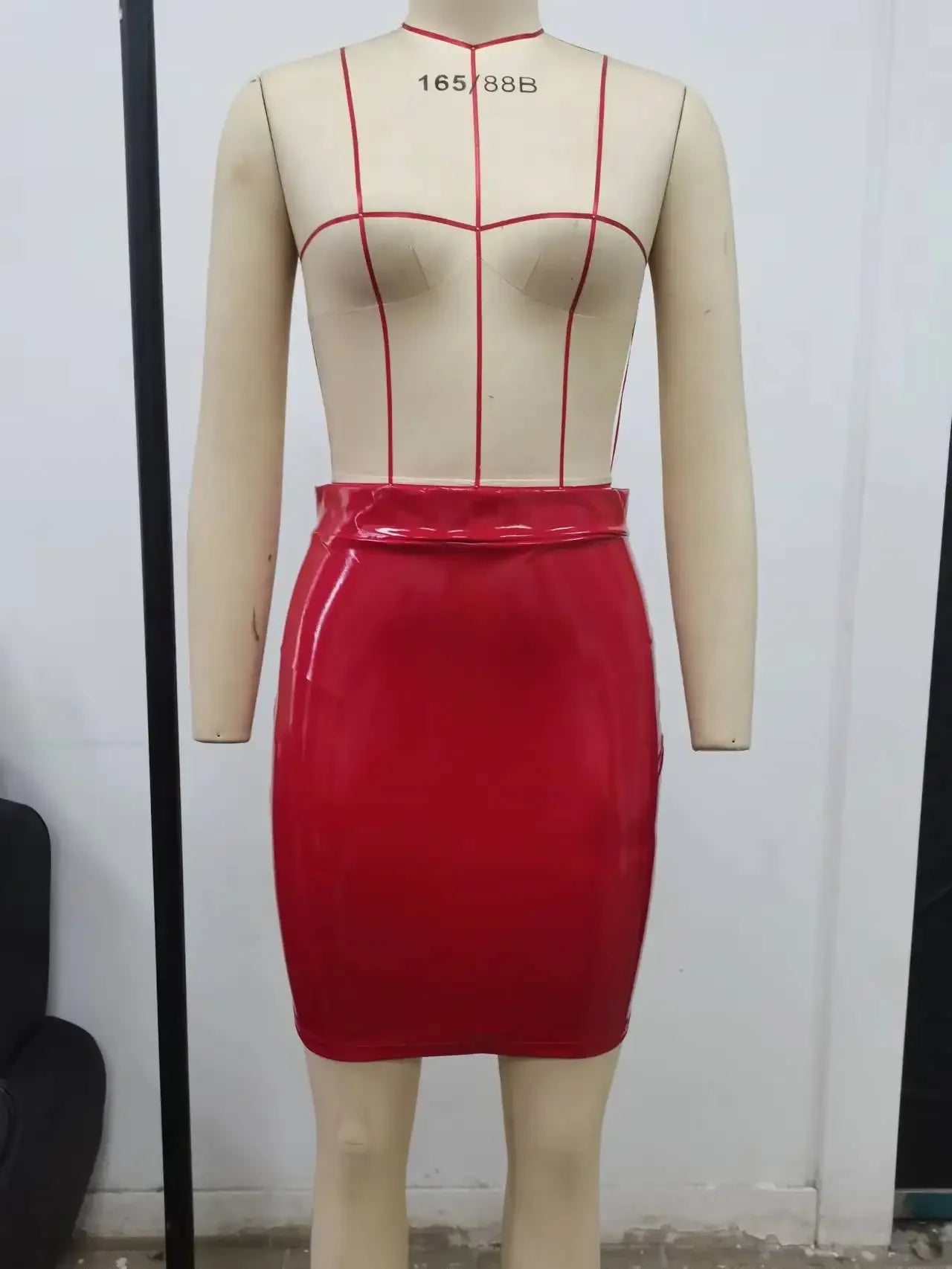 Latex Leather Mini Skirt Lady Office PVC Skinny Pencil Skirts Sexy High Waist Skirts Short Women Bodycon Clubwear Custom