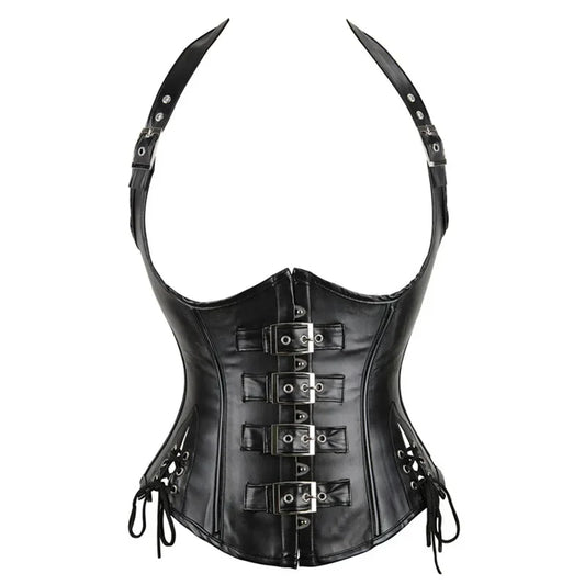 Steampunk Underbust Corset Vest Waist Cincher Vest Leather Bustier Top