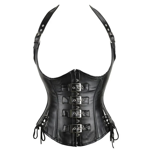 Steampunk Underbust Corset Vest Waist Cincher Vest Leather Bustier Top