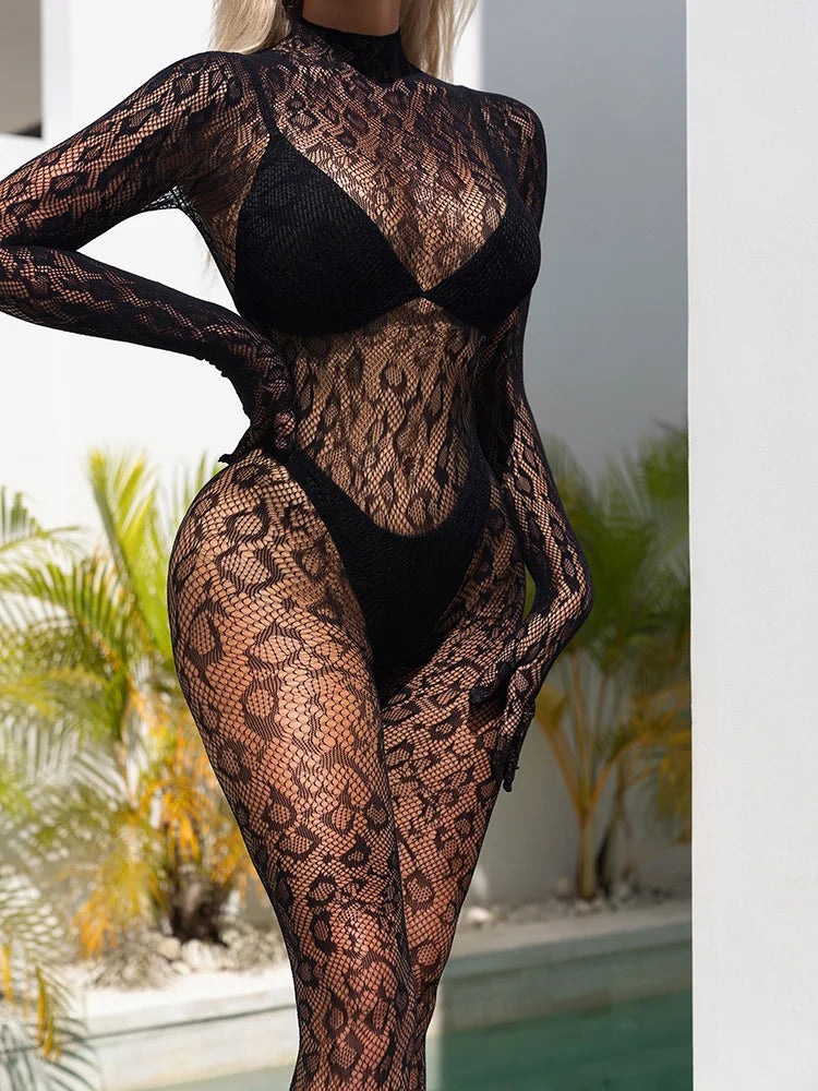 Women's Black Bodystocking Lingerie Set