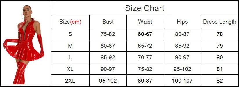 Sexy Glossy Faux Leather Dress Club Party Short Dress Solid Black Red Wet Look Latex Bodycon Pleated Mini Dress