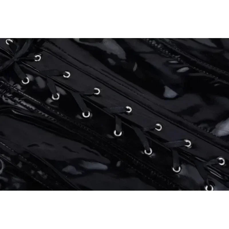 Halloween Gothic Sexy Latex Long Dress – Wetlook Off Shoulder Bodycon