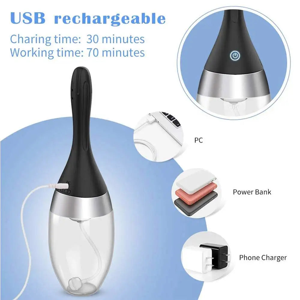 Anal Cleaner Silicone Health Automatic Enema Sex Colon Vaginal Tool Anal Plug Butt Douche Shower Cleaning Enemator for Men Women