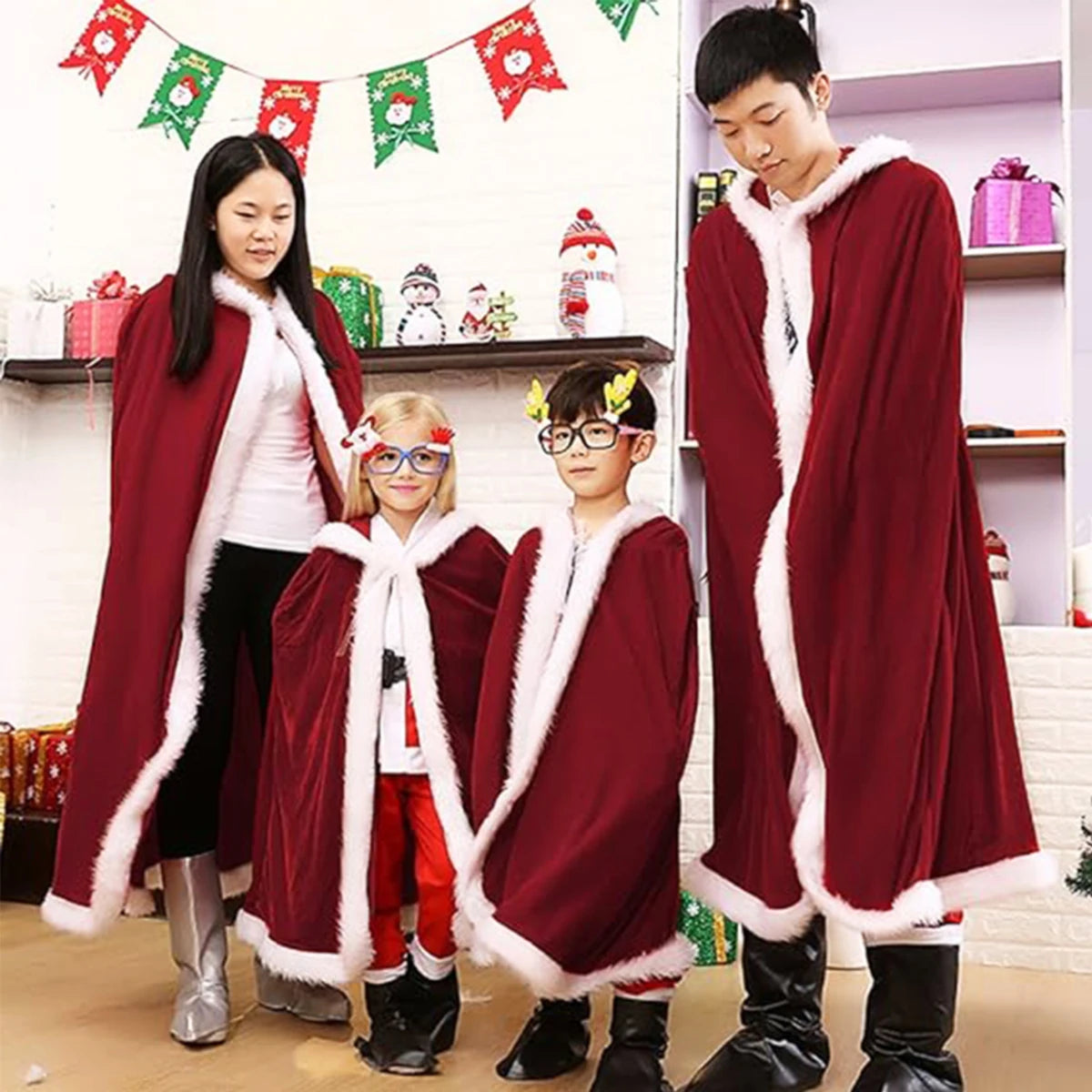 Lady's Carnival Party Hooded Winter Christmas Cosplay Costumes Santa