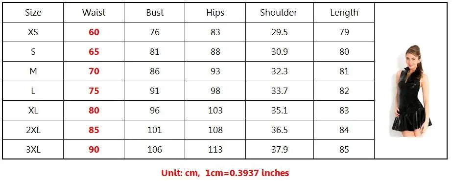 Women Wet Look Latex PVC Leather Sleeveless Sexy Dress with Zipper Summer Bodycon Pleated Mini Dresses Party Gothic Clothing