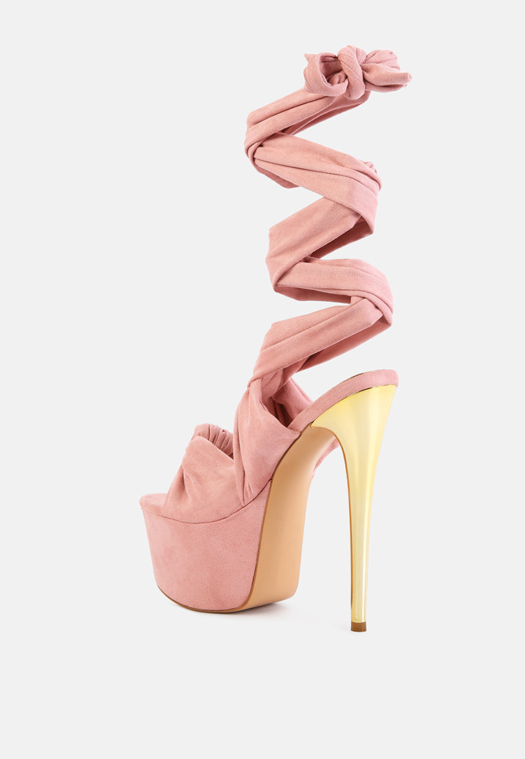 Bauble High Heeled Lace Up Sandals.