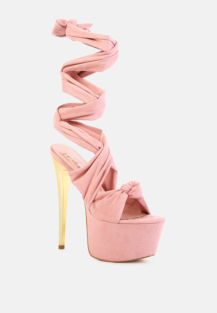 Bauble High Heeled Lace Up Sandals.