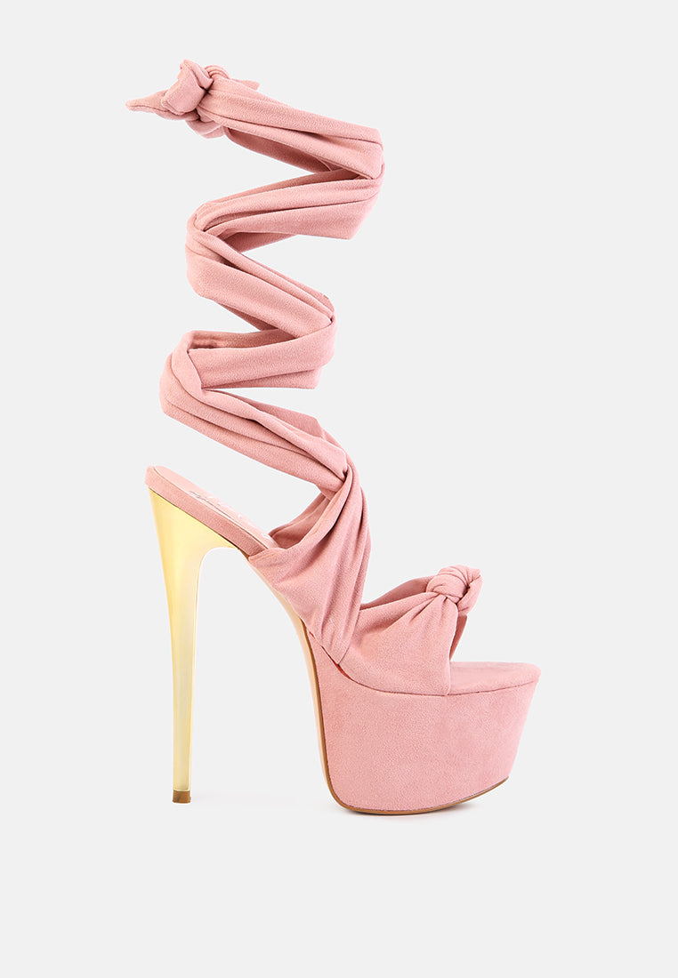 Bauble High Heeled Lace Up Sandals.