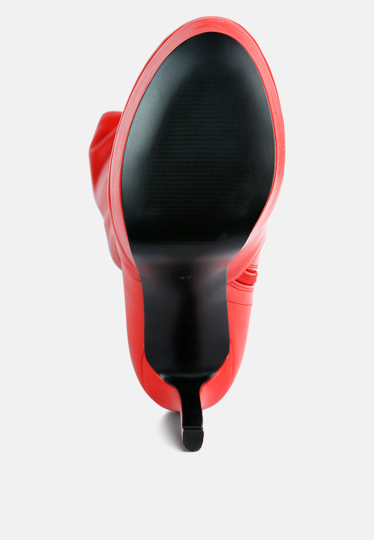 Faux Leather High Heeled Long Boots.