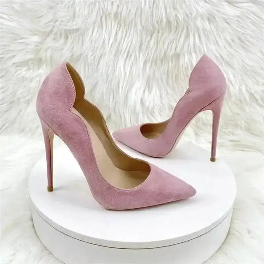 Pink Velvet High Heels Stiletto Pumps