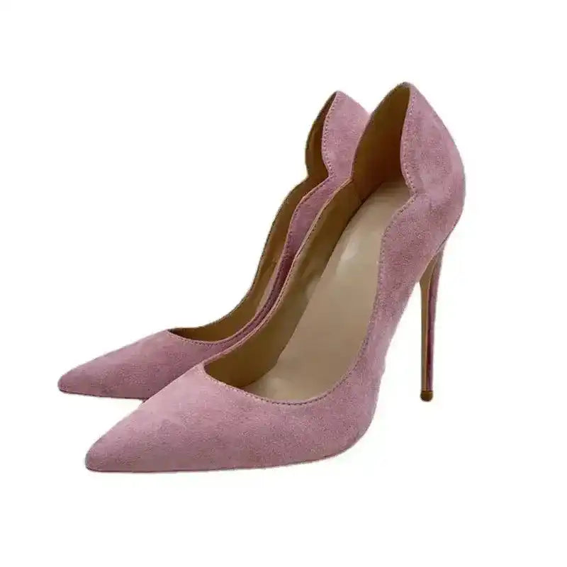 Pink Velvet High Heels Stiletto Pumps