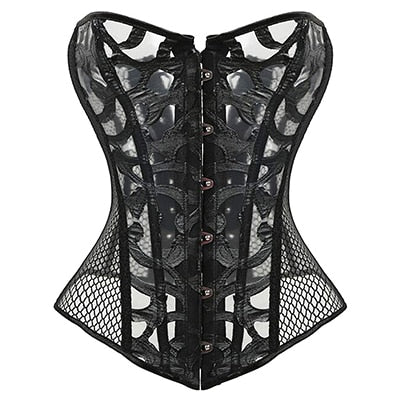 X New Steampunk Steel Boned Lace up Back Sexy Body Bustier Overbust Corset Women Waist Cincher Corsets Black Plus Size S-6XL-10