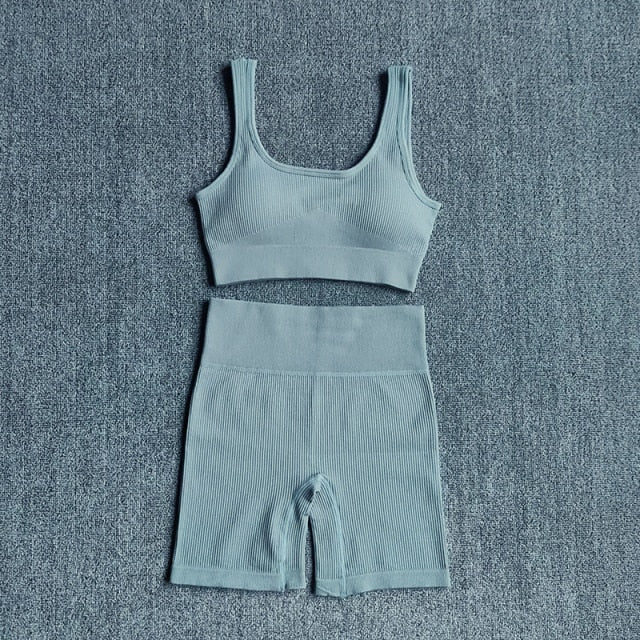 2PCS Women Yoga Set Gym Set Sexy Bra Seamless Sports Shorts Workout Running Clothing Gym Wear Athletic Sport Suit
