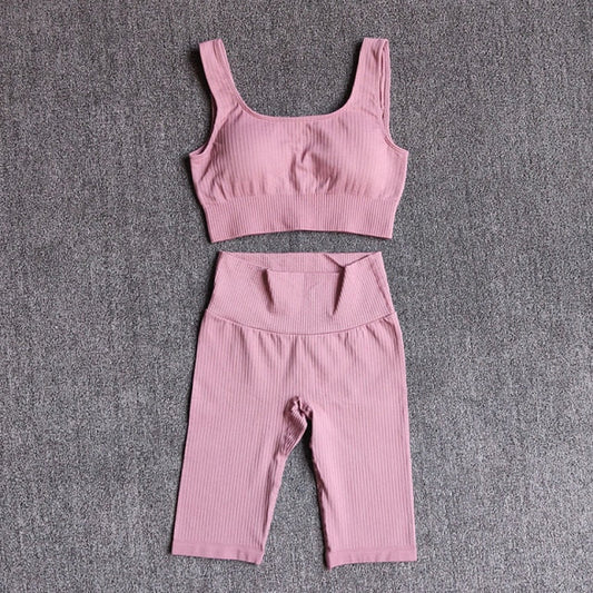 Seamless Women Yoga Set Sports Bra Sports Shorts Fitness Wear Outfit 2 Piece Gym Yoga Sets Workout Suits